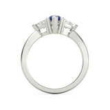 2Ct Marquise Cut Blue Tanzanite Trilogy Ring 14K White Gold Over Trillion Accent