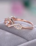 2Ct Round Cut Peach Morganite Infinity Swirl Engagement Ring 14K Rose Gold Over