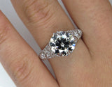 6Ct Round Cut Diamond Art Deco Vintage Engagement Ring 14K White Gold Finish