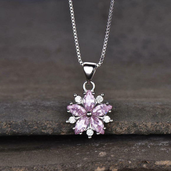 2ct Pink Sapphire Pendant Marquise Floral Cluster 14k White Gold Finish NO CHAIN