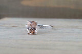 1.6ct Cushion Cut Morganite Engagement Ring 14k White Gold Finish Diamond Accent