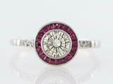 2ct Round Cut Diamond Ruby Halo Art Deco Engagement Ring 14k White Gold Finish