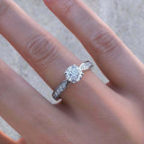 1.8ct Round Cut Diamond Engagement Ring Accent with Solitaire 14k WhiteGold Over