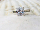 1.5ct Engagement Ring Cushion Cut Diamond Solitaire Design 14k White Gold Finish