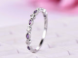 1ct Marquise Cut Purple Amethyst Wedding Band Half Eternity 14k WhiteGold Finish