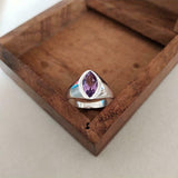 1ct Engagement Ring Marquise Cut Purple Amethyst Solitaire 14k White Gold Finish