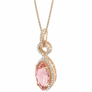 2Ct Marquise Cut Peach Morganite Diamond Exquisite Pendant 14K Rose Gold Finish