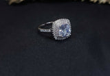 2ct Cushion Cut VVS1D Diamond Engagement Ring 14k White Gold Finish Double Halo