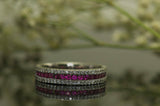 4Ct Round Cut Pink Ruby Diamond Full Eternity Wedding Band 14K White Gold Finish