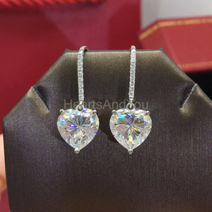 2ct Heart Cut Simulated Diamond Stylish Dangle Earrings 14k White Gold Plated