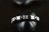 3Ct Baguette Round Cut Black Diamond Two Row Wedding Ring 14K White Gold Finish