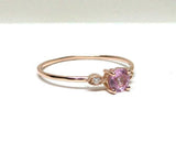 0.5ct Round Cut Pink Sapphire Trilogy Minimalist Ring 14k Rose Gold Finish