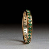 2ct Round Green Emerald Stackable Full Eternity Wedding Band 14k YellowGold Over