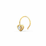 0.4ct Round Cut Diamond Heart Shape Nose Pin Ring Piercing 14k YellowGold Finish