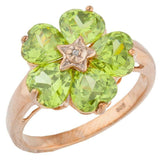 5ct Engagement Ring Heart Cut Green Peridot Floral Women 14k Rose Gold Finish