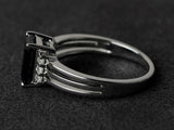 2.8ct Engagement Ring Emerald Cut Black Diamond Split Shank 14k WhiteGold Finish