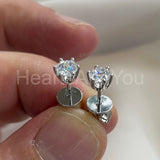 1ct Round Cut Moissanite 6-Prong Solitaire Stud Earrings 14K White Gold Plated