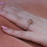 1.5ct Oval Cut Peach Morganite Diamond Accents Floral Ring 14k Rose Gold Finish