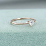 0.2ct Heart Simulated Diamond Minimalist Engagement Ring 14k White Gold Plated