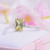 2ct Radiant Yellow Sapphire Engagement Ring Diamond Trilogy 14k White Gold Over