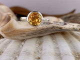 1.5ct Engagement Ring Round Cut Yellow Citrine Solitaire 14k White Gold Finish