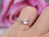 1ct Pear Cut Morganite Engagement Ring Two Stone Minimalist 14k Rose Gold Finish