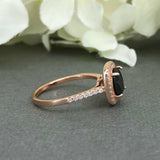 Accent Solitaire Engagement Ring 2ct Round Cut Black Diamond 14k RoseGold Finish