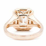 2.6ct Emerald Cut Diamond Engagement Ring Split Shank Halo 14k Rose Gold Finish