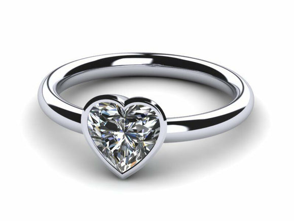 1ct Heart Cut Diamond Heart Love Solitaire Engagement Ring 14k WYR Gold Finish