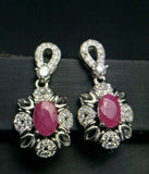 2.6ct Drop Earrings Oval Cut Pink Ruby Cocktail Design 14k White Gold Finish