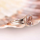 1.4ct Oval Cut Peach Morganite Solitaire Engagement Ring 18k Rose Gold Finish