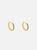 1ct Huggies Earrings Round Cut Turquoise Elegant Party 14k Yellow Gold Finish