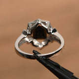 Floral Design Engagement Ring 2ct Emerald Cut Black Diamond 14k WhiteGold Finish