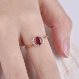 1.5ct Oval Cut Pink Ruby Halo Solitaire Engagement Ring 14k Rose Gold Finish