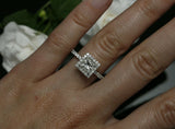 1ct Princess Cut Diamond Halo Solitaire Engagement Ring 18k White Gold Finish