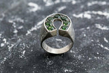 2.3ct Engagement Ring Round Cut Green Emerald Horse Shoe 14k White Gold Finish