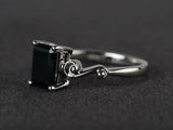 2ct Engagement Ring Emerald Cut Diamond Solitaire Women 14k White Gold Finish