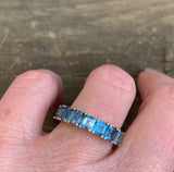 5ct Wedding Ring Band Asscher Cut Blue Topaz Half Eternity 14k YellowGold Finish