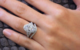 Vintage Art Deco Bridal Set Wedding Ring 3ct Oval Diamond 14k White Gold Finish