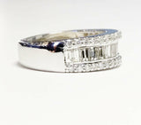 5Ct Emerald Cut Diamond Half Eternity Gatsby Wedding Band 14K White Gold Finish