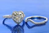 2ct Heart Cut Diamond Halo Bridal Set Band Engagement Ring 14k White Gold Finish