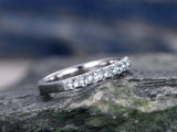 0.5Ct Round Cut Blue Aquamarine Half Eternity Wedding Band 14K White Gold Finish