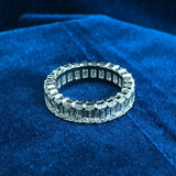 7Ct Emerald Cut Diamond Iced Eternity Wedding Band Ring 18K White Gold Finish