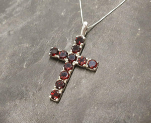 1.55ct Red Garnet Pendant Round Cut Holy Cross 14k White Gold Finish NO CHAIN