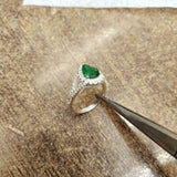 2ct Pear Cut Green Emerald Halo Split Shank Engagement Ring 14k White Gold Over