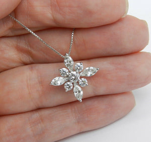 3ct Marquise Round Diamond Cross Design Pendant 14k White Gold Finish NO CHAIN