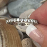 3ct Round Cut Diamond Trio Set Eternity Wedding Ring Band 14K White Gold Finish