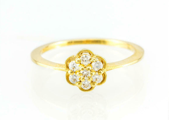 Floral Minimalist Engagement Ring 1.5ct Round Cut Diamond 14k Yellow Gold Finish