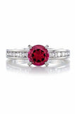 1.2ct Round Cut Pink Sapphire Channel Set Ring 14k White Gold Over Round Accents