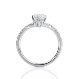 2.5ct Heart Diamond Engagement Ring V Shaped Stylish Curved 14k White Gold Over